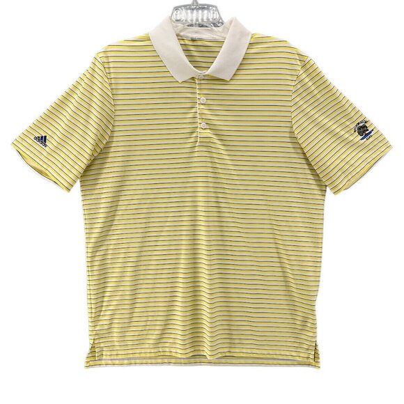 Adidas Mens Golf Polo Size XL Yellow Stripe Brookside Country Club Tournament - Picture 1 of 11